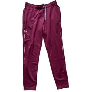 NWOT Women’s Maroon Under Armour Knit Warm Up Pants Size Small